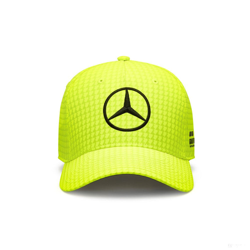 Mercedes sapka, neon sárga, elöl logóval.