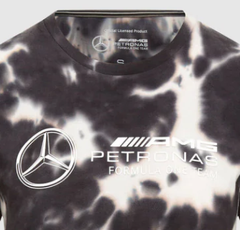 Mercedes környakú póló, tie dye, női, szürke