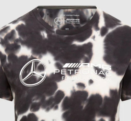 Mercedes környakú póló, tie dye, női, szürke