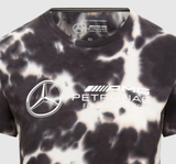 Mercedes környakú póló, tie dye, női, szürke