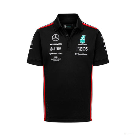 Mercedes galléros póló, csapat, fekete, 2023 - FansBRANDS®