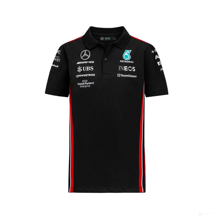 Mercedes galléros póló, csapat, gyerek, fekete, 2023 - FansBRANDS® - HU
