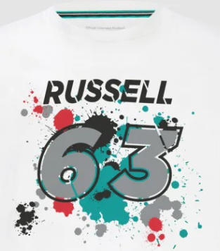 Mercedes George Russell Póló, GEORGE #63, Fehér, 2022