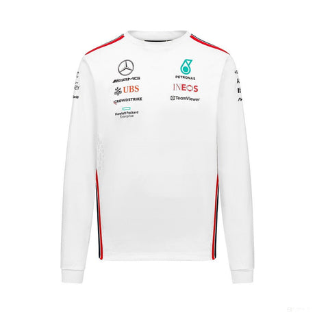 Mercedes hosszú ujjú környakú póló, csapat, pilóta, fehér, 2023 - FansBRANDS®
