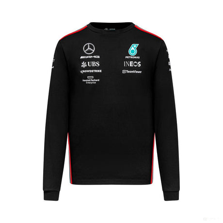 Mercedes hosszú ujjú környakú póló, csapat, pilóta, fekete, 2023 - FansBRANDS®
