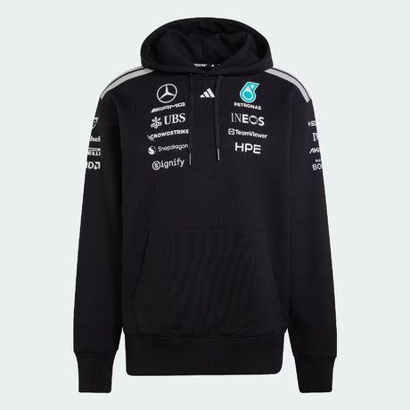 Mercedes Kapucnis Pulóver, csapat, versenyző, adidas, fekete, 2026