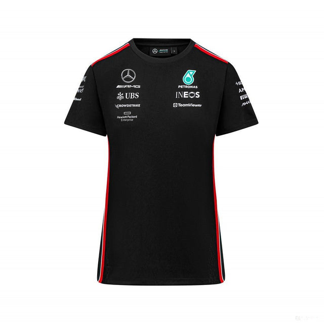 Mercedes környakú póló, csapat, női, fekete, 2023 - FansBRANDS® - HU