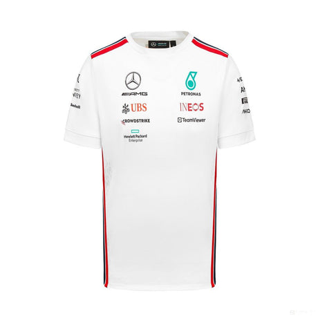 Mercedes környakú póló, csapat, pilóta, fehér, 2023 - FansBRANDS®