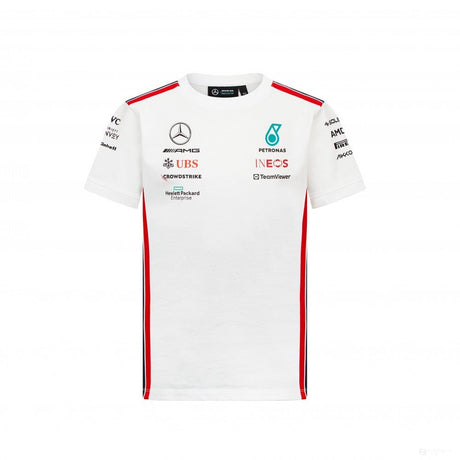 Mercedes környakú póló, csapat, pilóta, gyerek, fehér, 2023 - FansBRANDS®