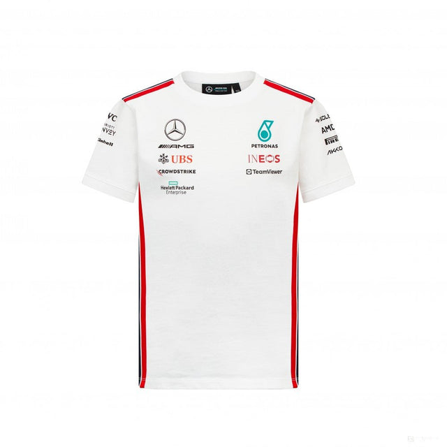 Mercedes környakú póló, csapat, pilóta, gyerek, fehér, 2023 - FansBRANDS®