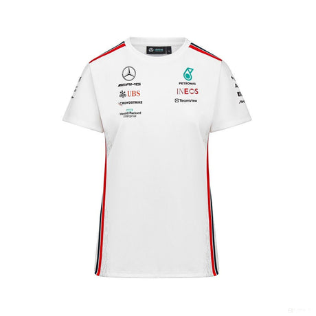 Mercedes környakú póló, pilóta, csapat, női, fehér, 2023 - FansBRANDS®