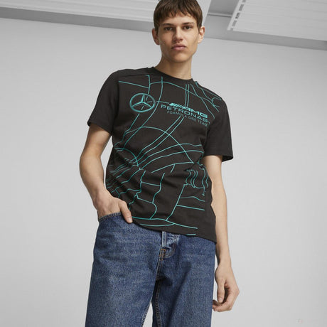 Mercedes környakú póló, Puma, statement, fekete - FansBRANDS®
