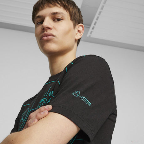 Mercedes környakú póló, Puma, statement, fekete - FansBRANDS®