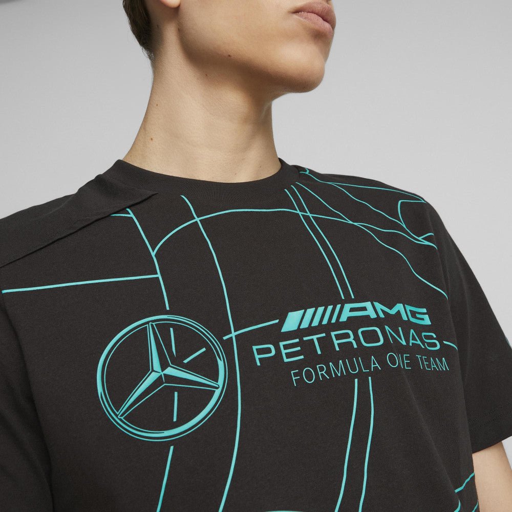Mercedes környakú póló, Puma, statement, fekete - FansBRANDS®