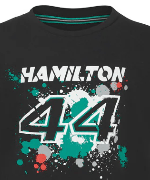 Mercedes Lewis Hamilton Gyerek Póló, LEWIS 44, Fekete, 2022 - FansBRANDS® - HU