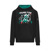 Mercedes Lewis Hamilton Gyerek Pulóver, LEWIS 44, Fekete, 2022 - FansBRANDS® - HU