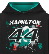 Mercedes Lewis Hamilton Gyerek Pulóver, LEWIS 44, Fekete, 2022 - FansBRANDS® - HU