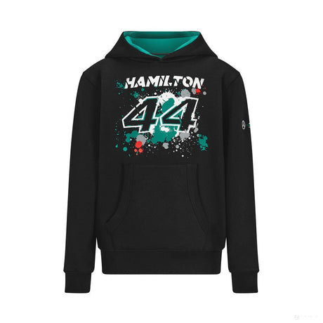 Mercedes Lewis Hamilton Gyerek Pulóver, LEWIS 44, Fekete, 2022 - FansBRANDS® - HU