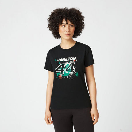 Mercedes Lewis Hamilton Női Póló, LEWIS #44, Fekete, 2022 - FansBRANDS®