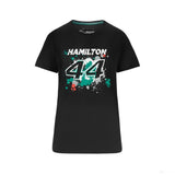 Mercedes Lewis Hamilton Női Póló, LEWIS 44, Fekete, 2022 - FansBRANDS® - HU