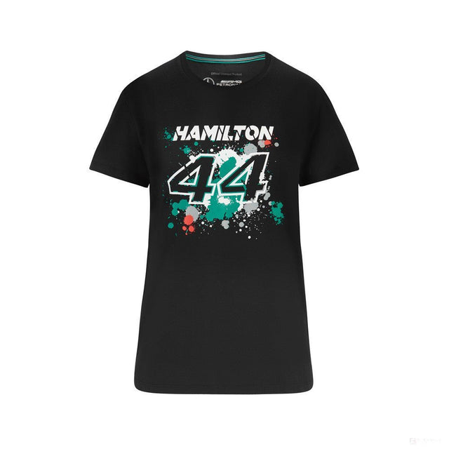 Mercedes Lewis Hamilton Női Póló, LEWIS 44, Fekete, 2022 - FansBRANDS® - HU