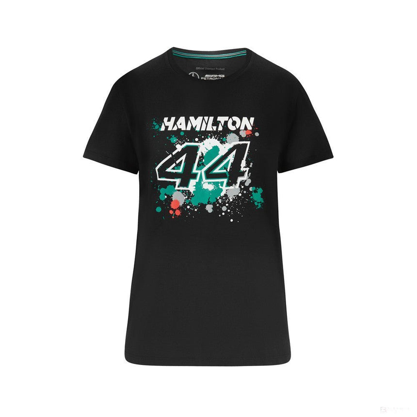 Mercedes Lewis Hamilton Női Póló, LEWIS 44, Fekete, 2022 - FansBRANDS® - HU