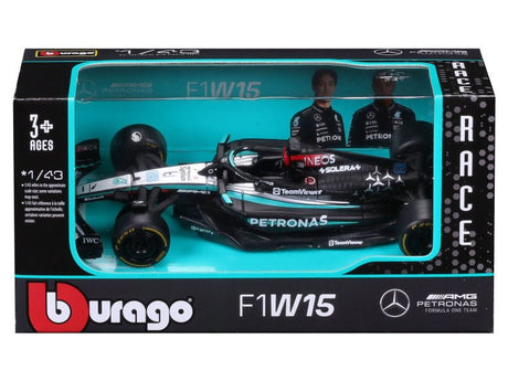 Mercedes modellautó, bburago, George Russell, 63, 1:43, F1W15 - FansBRANDS®