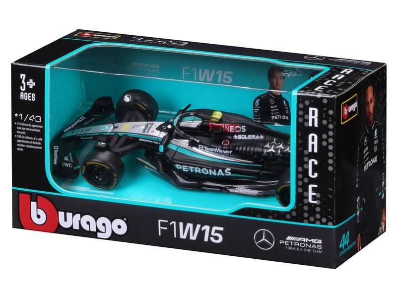 Mercedes modellautó, bburago, Lewis Hamilton, 44, 1:43, F1W15 - FansBRANDS® - HU