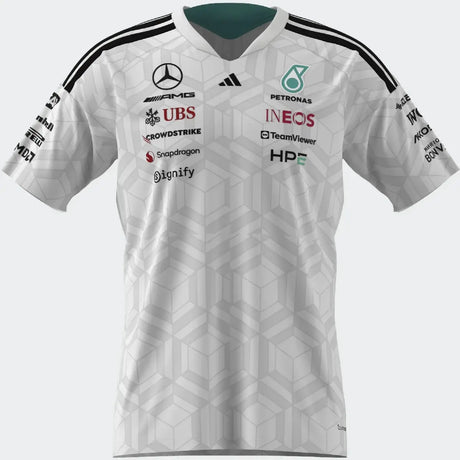 Mercedes póló, csapat, adidas, versenyzők, fehér