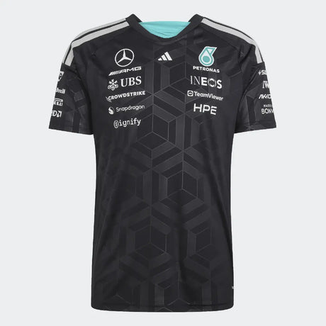 Mercedes póló, csapat, adidas, versenyzők, fekete