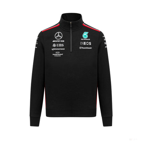 Mercedes pulóver, csapat, 1/4 cipzáros, fekete, 2023 - FansBRANDS®