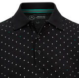 Mercedes galléros póló, polka dot, fekete
