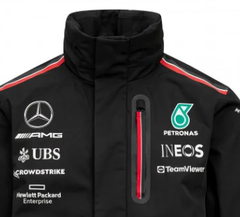 Mercedes esőkabát, csapat, fekete, 2023