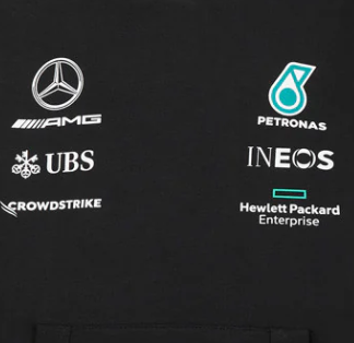 Mercedes Csapat Kapucnis Gyerek Pulóver, Fekete, 2022