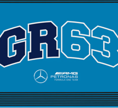 Mercedes zászló, 90x120cm, George Russell, kék, rúd nélkül - FansBRANDS® - HU