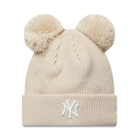 New York Yankees téli sapka, dupla pompon, női, egyszínű, New Era, bézs - FansBRANDS® - HU