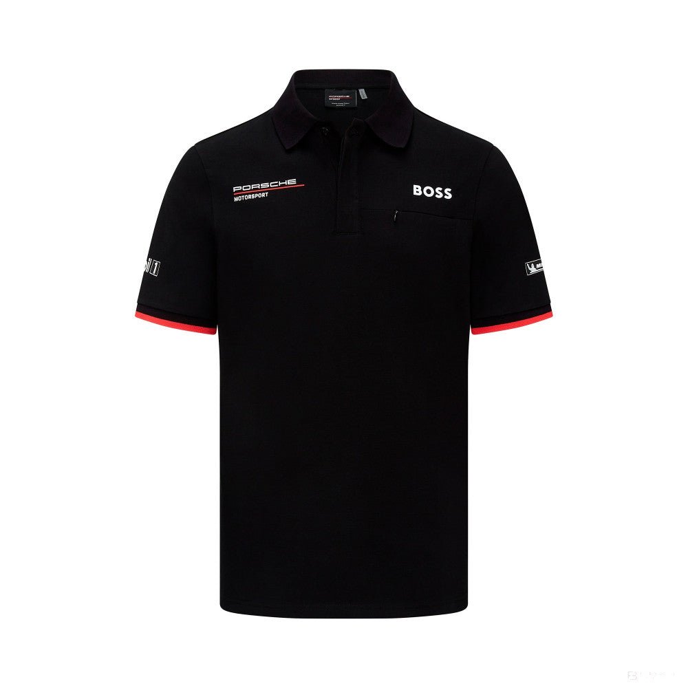 Porsche galléros póló, csapat, fekete, 2023 - FansBRANDS®