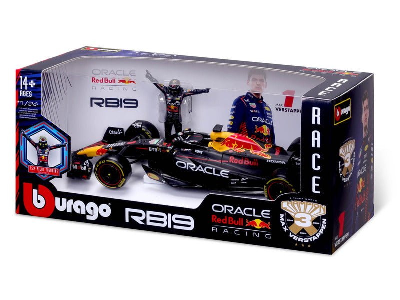 Red Bull Racing modellautó BBurago, Max Verstappen, 1, 1:24 - es RB19, pilótával - FansBRANDS® - HU