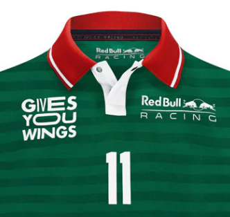Red Bull Sergio Pérez T-Shirt mit Kragen, Grün, 2022