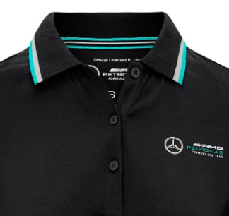Mercedes galléros póló, női, fekete